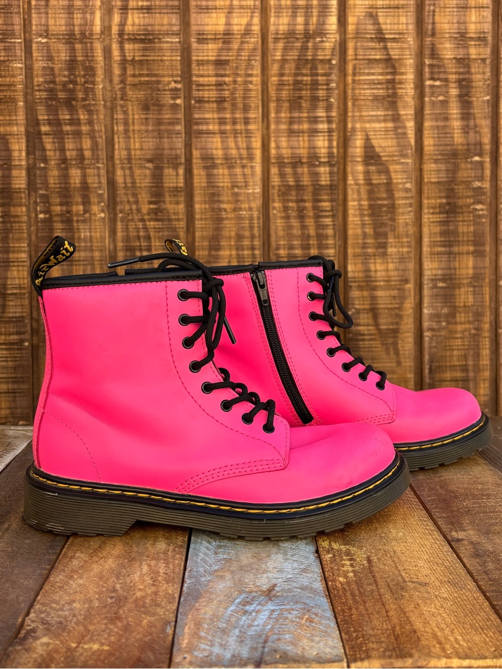 Dr. Martens 1460 J Hot Pink Combat Leather Boots